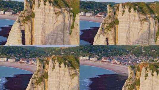 Etretat，法国，海岸，海滩高清在线视频素材下载