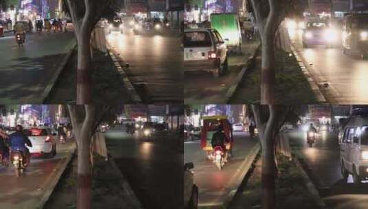 夜间繁忙道路上交通的延时视频高清在线视频素材下载