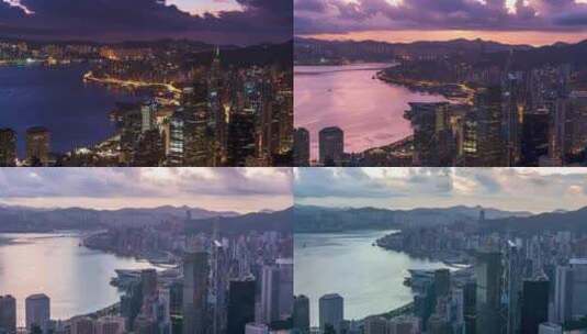 香港太平山顶记录中环日出延时壮观过程高清在线视频素材下载