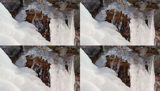 春暖花开冰雪融化滴水泉水空镜高清在线视频素材下载