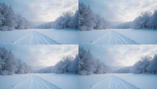 冬季雪后美景4k舞台粒子活动背景高清在线视频素材下载