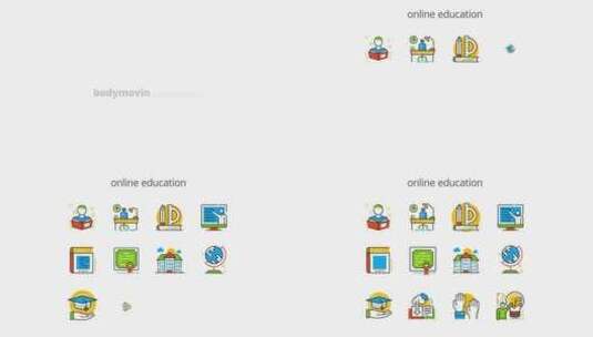 在线教育可爱卡通平面动画图标AE模板高清AE视频素材下载