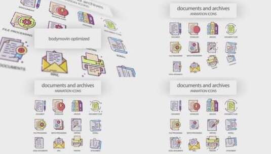 文档和成就动画图标素材包AE模板高清AE视频素材下载