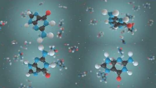 鸟嘌呤DNA分子模型的一部分高清在线视频素材下载