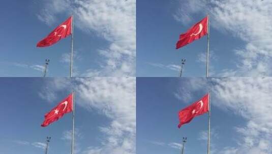 升起的土耳其国旗高清在线视频素材下载