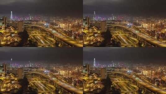 香港夜间货柜码头交通繁忙高清在线视频素材下载