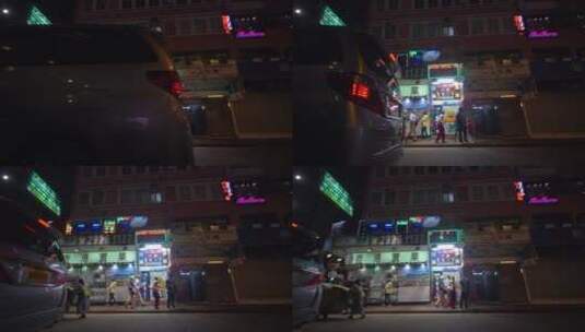 霓虹灯在香港商店闪烁高清在线视频素材下载
