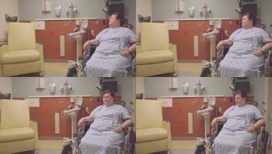 病人坐轮椅等待治疗高清在线视频素材下载