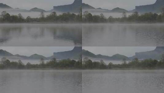 山顶上的湖泊雾气高清在线视频素材下载