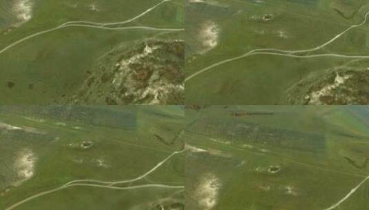 航拍乌兰布统草原风光草原上的公路高清在线视频素材下载