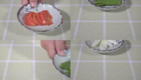 火锅清江鱼美食制作过程蔬菜展示高清在线视频素材下载