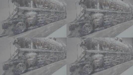 油画作品-矿山火车-车轮飞驰高清在线视频素材下载