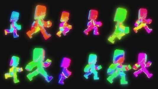 方块人卡通人跳舞舞蹈高清在线视频素材下载