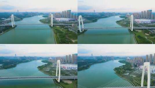 航拍南宁青山大桥高清在线视频素材下载