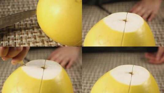 【镜头合集】勺子餐刀剥柚子的窍门高清在线视频素材下载