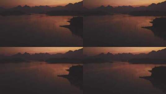 日落时飞越湖面高清在线视频素材下载