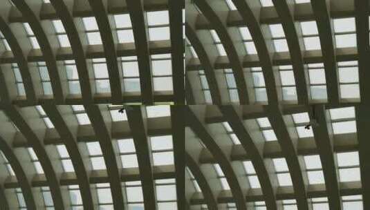 现代建筑设计结构房顶玻璃高清在线视频素材下载