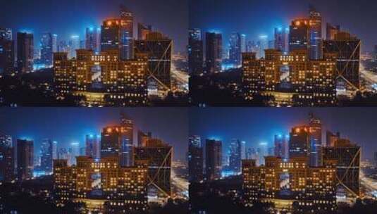钱江新城夜景延时摄影高清在线视频素材下载