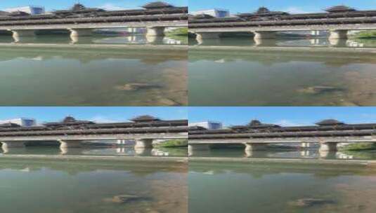 蓝天白云下的湖北省恩施州宣恩县侗族风雨桥拍摄集锦高清在线视频素材下载