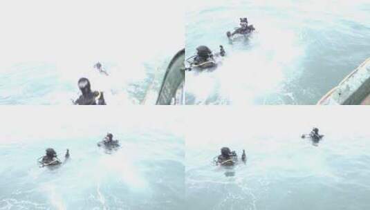 雷州潜水员下海画面1.mp4高清在线视频素材下载