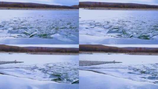 内蒙古根河市河流缓缓流水慢镜头高清在线视频素材下载