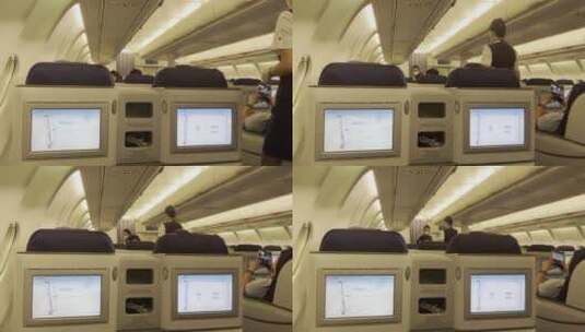 公务舱内乘客登机高清在线视频素材下载
