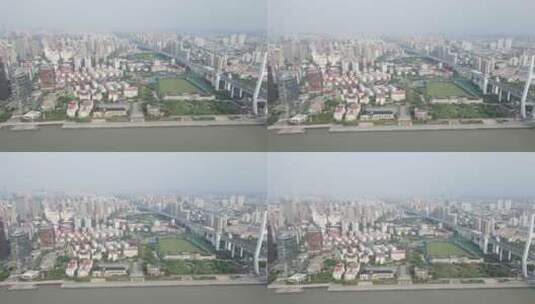 上海南浦大桥车流黄浦江全景特写4K高清在线视频素材下载