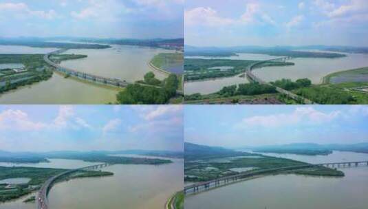 杭州三江口袁浦大桥风景航拍合集高清在线视频素材下载