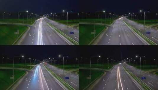 夜间高速公路延时拍摄4k分辨率实拍视频素材高清在线视频素材下载