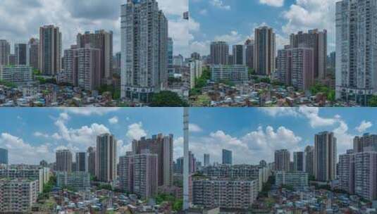 广州海珠区城市建筑蓝天白云延时全景风光高清在线视频素材下载