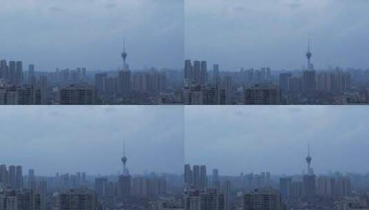天府熊猫塔希区柯克变焦后飞城市建筑高清在线视频素材下载