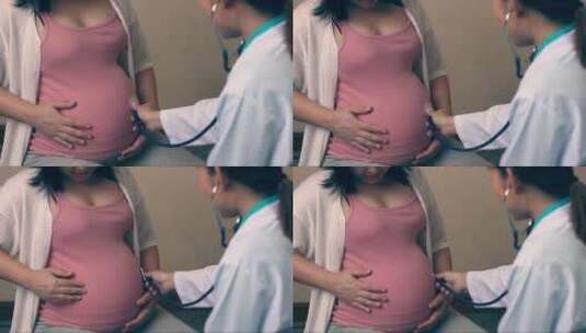 医生给孕妇做检查高清在线视频素材下载