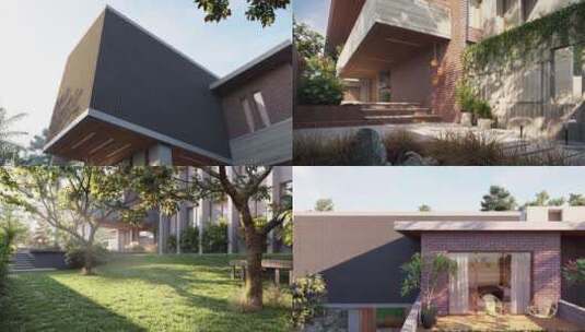 别墅豪宅园林景观设计泳池高清在线视频素材下载