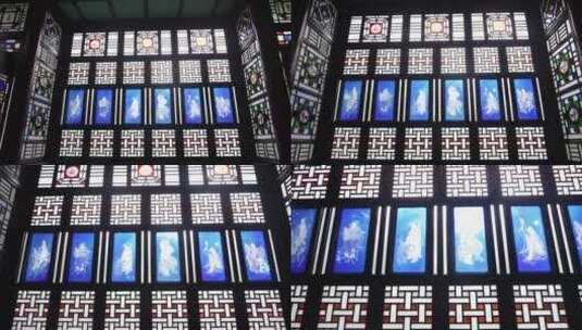 传统古建筑岭南园林顺德清晖园满洲窗高清在线视频素材下载