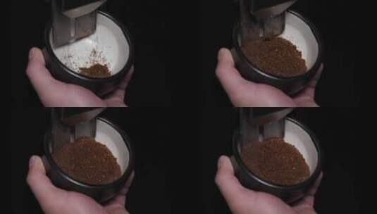 收集磨好的咖啡粉高清在线视频素材下载