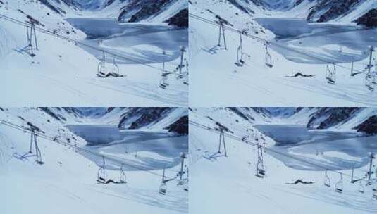 雪山的滑索高清在线视频素材下载