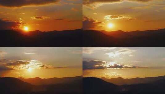 清晨山上日出延时 阳光云朵山峰早上太阳光高清在线视频素材下载