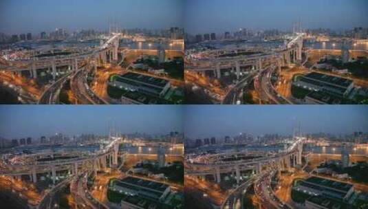 傍晚车流不息的上海南浦大桥高清在线视频素材下载