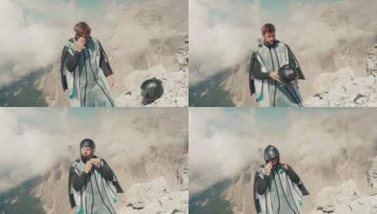 冒险者在山顶穿戴翼服装备高清在线视频素材下载