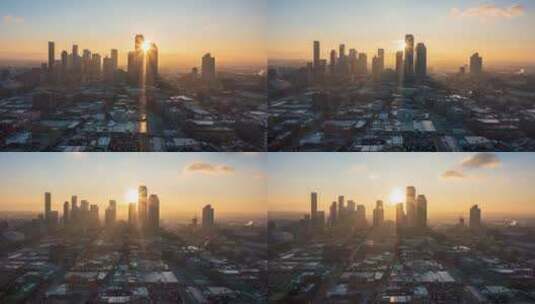 航拍纽约城市日落美景高清在线视频素材下载