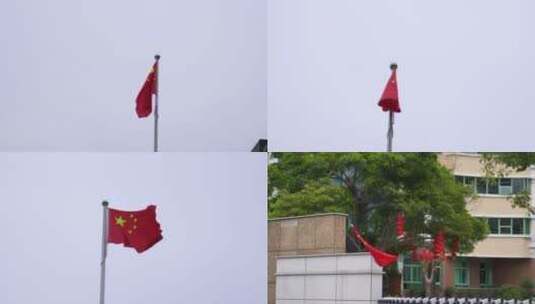 广东天河旗杆国旗风吹动高清在线视频素材下载