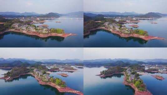 杭州千岛湖温馨岛航拍高清在线视频素材下载