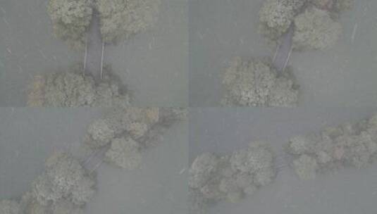 西湖雪中航拍高清在线视频素材下载
