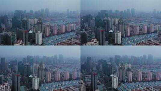 上海浦东八佰伴建筑群航拍高清在线视频素材下载