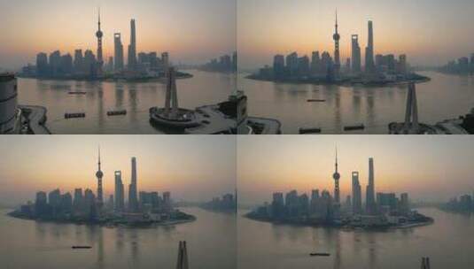 上海陆家嘴·日出航拍·摄影高清在线视频素材下载