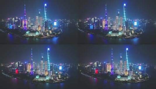 上海陆家嘴夜景航拍全景环绕高清在线视频素材下载