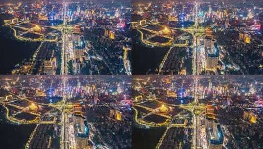 中国广西南宁城市夜景航拍延时风光高清在线视频素材下载