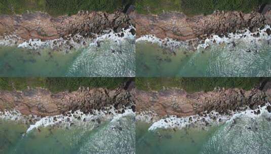 4K航拍大气磅礴的大海海浪礁石高清在线视频素材下载