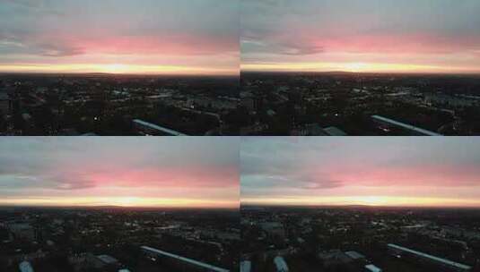 阿拉木图市上空的红色日落高清在线视频素材下载