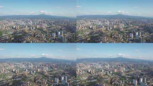 发展中的城市建设蓝天白云天际线航拍高清在线视频素材下载